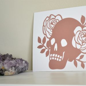 Skull Roses Rose Gold 8x10