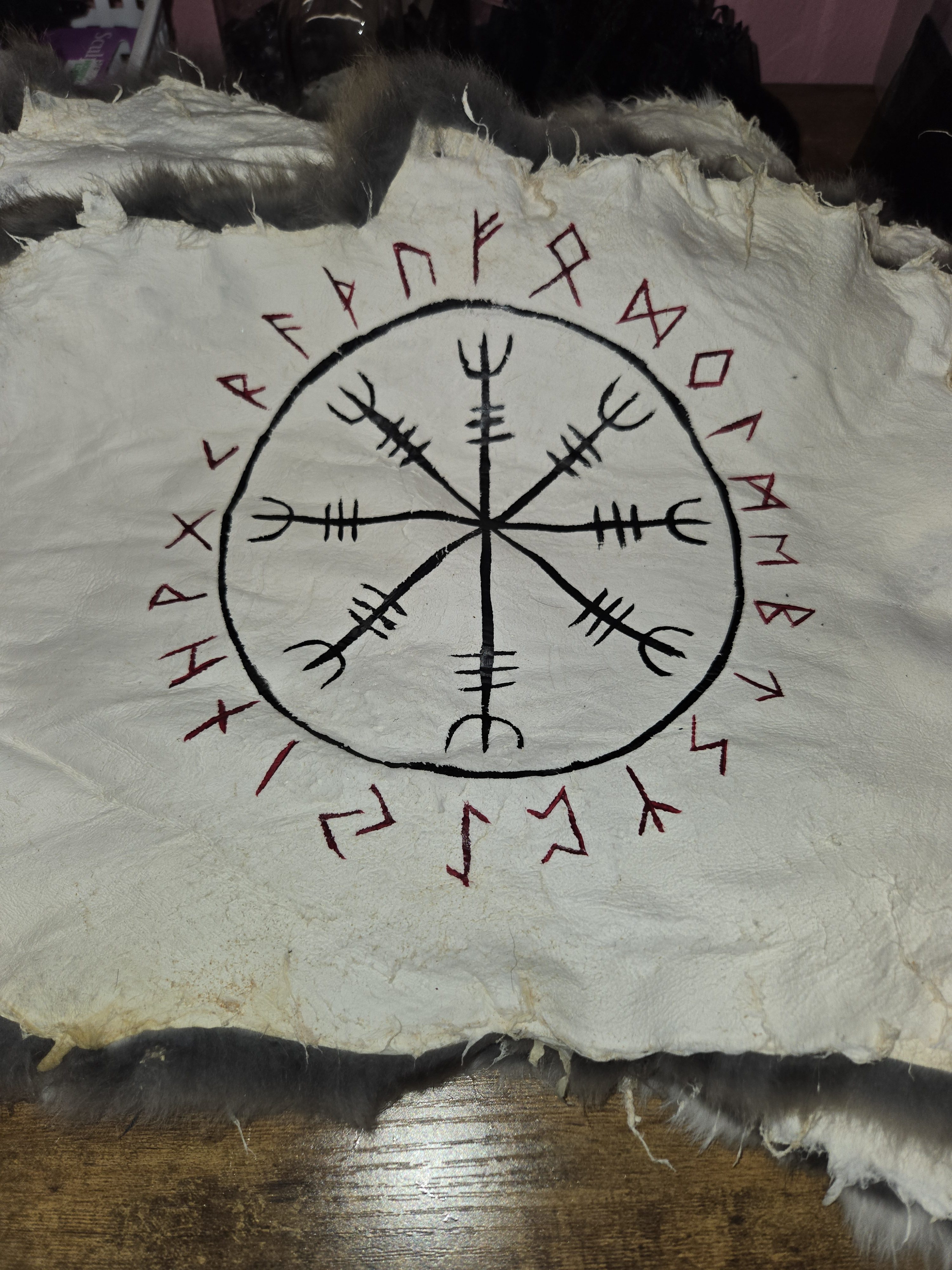 Rune Casting Mat - Rabbit Pelt - Helm of Awe ⋆ FaeHolm